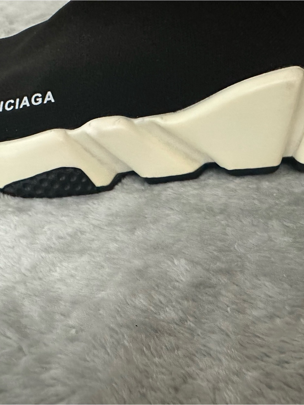 Balenciaga Black and White Knit Slip-On Sneakers Size 9 - Picture 11 of 14